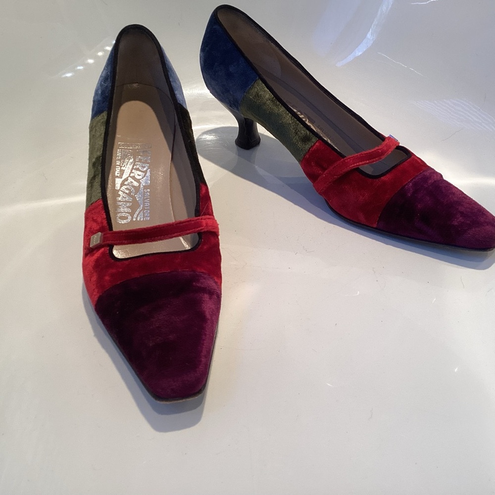 Salvatore Ferragamo Multicolor Patchwork Heels - image 8